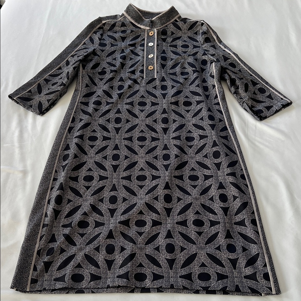 Gretchen Scott Designs Black and Gray Patterned Dress